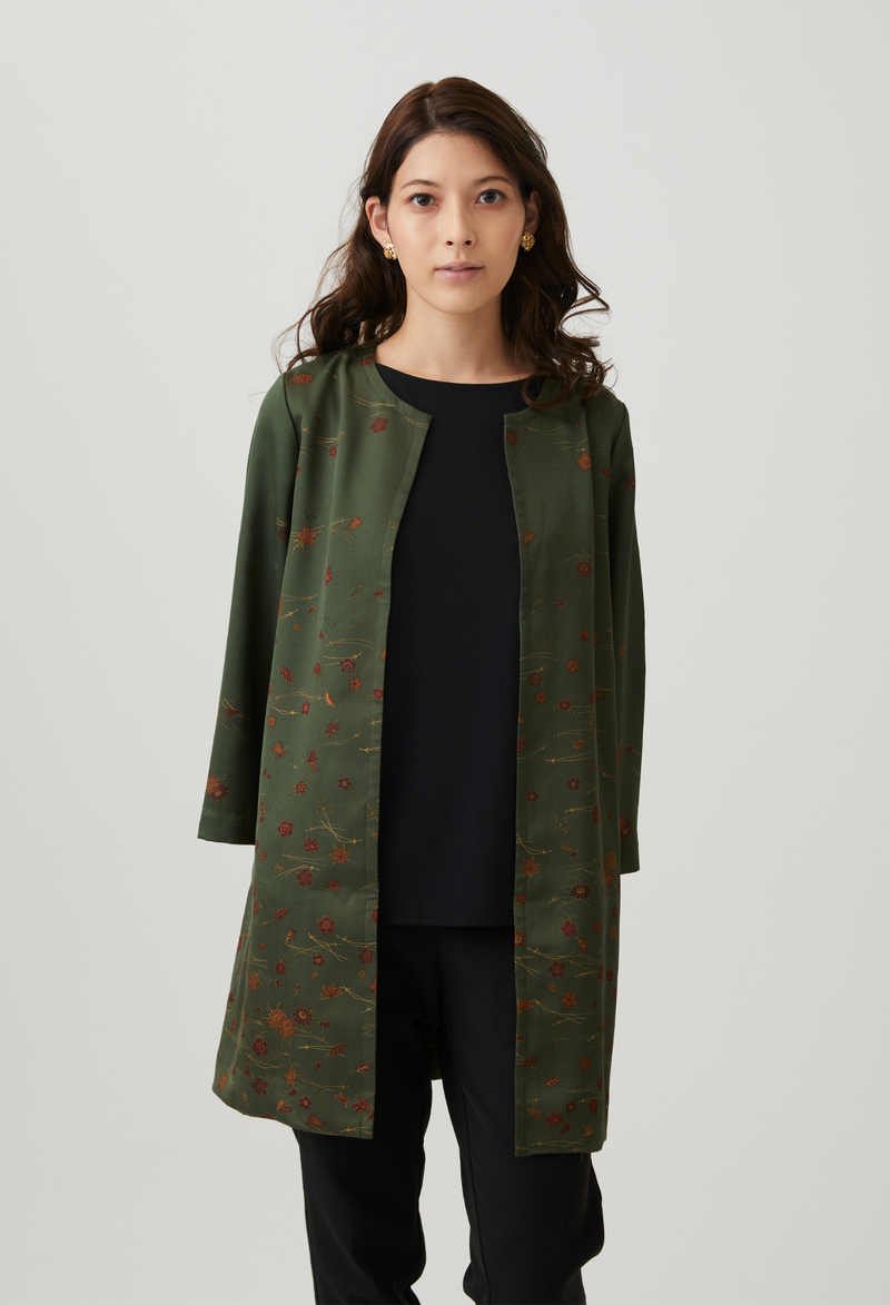 着物リメイクのキモノヌッテ。きものをおしゃれなノーカラージャケット 着物リメイクのキモノヌッテ。きものをおしゃれなノーカラージャケット