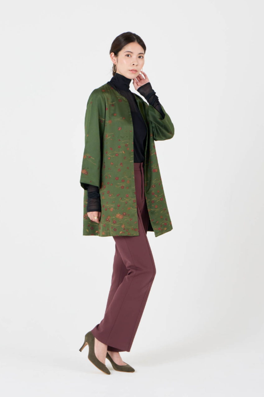 着物 リメイク 正絹紬 ジャケット ノーカラー シャツジャケット 着物 リメイク 正絹紬 ジャケット ノーカラー シャツジャケット